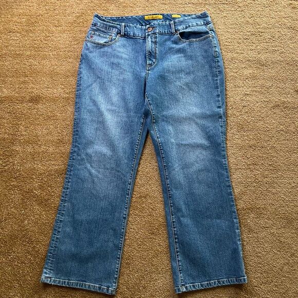 Seven7 Womens Blue Denim Stretch High-Rise Bootcut Jeans Medium Wash‎ Size 18 - Picture 1 of 12